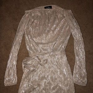 Lulu’s off the shoulder gold dress